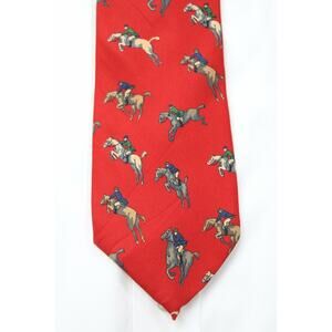 Vtg Burberrys of London Necktie Silk Equestrian Jumper Horses Luxury Preppy USA